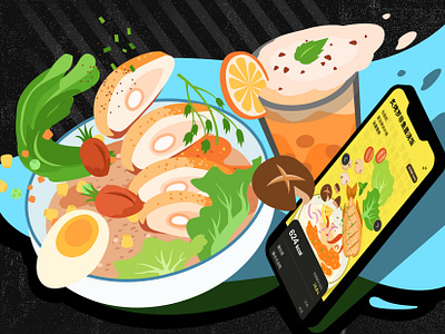 Healthy Food · UI + Illustration app app design branding design design portfolio design process drink eat flat flat design food app healthy food illustration mobile portfolio ui ui design ux ux design ux portfolio