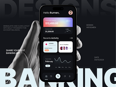 Banking App Design android design app app design bank banking app banking app design design digital banking app finance finance app hr rumen ios design minimal mobile mobile app mobile design ui ux wallet wallet app