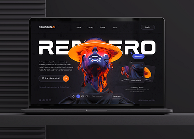 Rendero.AI - AI Generate Website 3d ai ai generator animation artificial intelligence chatgpt clean dark design figma graphic design hero section homepage landing minimal trend ui uiux web website