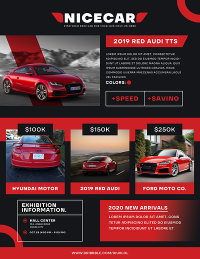 2019 RED Audi TTS Flyer Design Template graphic design