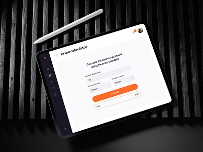 Price calculator | Create Custom Postcards, tablet version calculator creative customization design development manage no code no code development nocode orders personalize platform postcards price calculator templates ui ui design uidesign web design web development