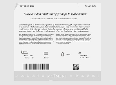 "Monument", museum gifts, type guidelines, 2022 brandbook branding visual identity