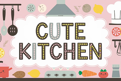 Cute Kitchen -display font design font font sans serif graphic design logo vector