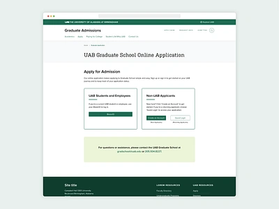 Graduate Application Login Page college design graduate application graphic design log in login login page page layout sign in sign up sso students uab ui university user experience ux ux design web design website