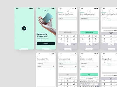 Sign in & Sign up flows - Mobile Banking UI app design authentication ui banking app finance app fintech login screen mobile banking mobile ui neobank onboarding flow password reset signup flow uiux