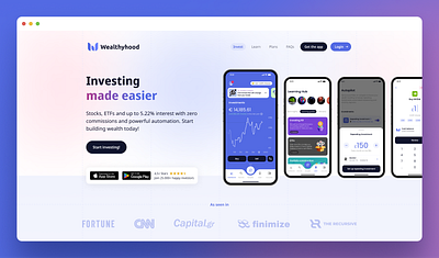 Wealthyhood landing page fintech landing page ui