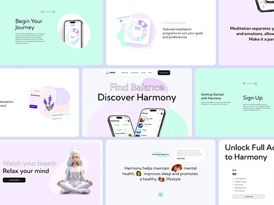 Harmony landing page 3d branding bright creative design designstudio graphic design health care illustration interface landing page logo product design ui uxui vector