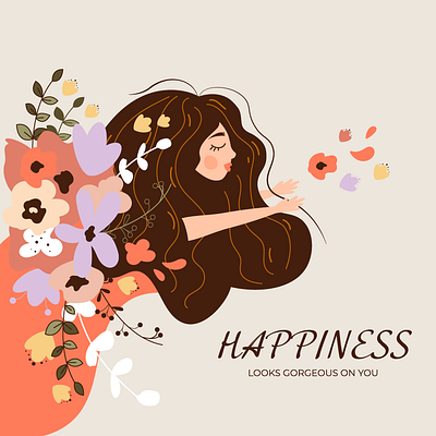 The girl with flowers adobe illustration branding design graphic design illustration logo ui vector дизайн