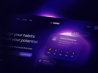 Violet Habit Builder - Hero Landing Redesign (Quick tutorial) 3d animation app branding design graphic design illustration logo minimal motion graphics sketchapp ui ux