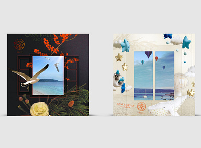 "CasaKalypso", seaside resort, new year cards, 2022-2023 branding graphic design