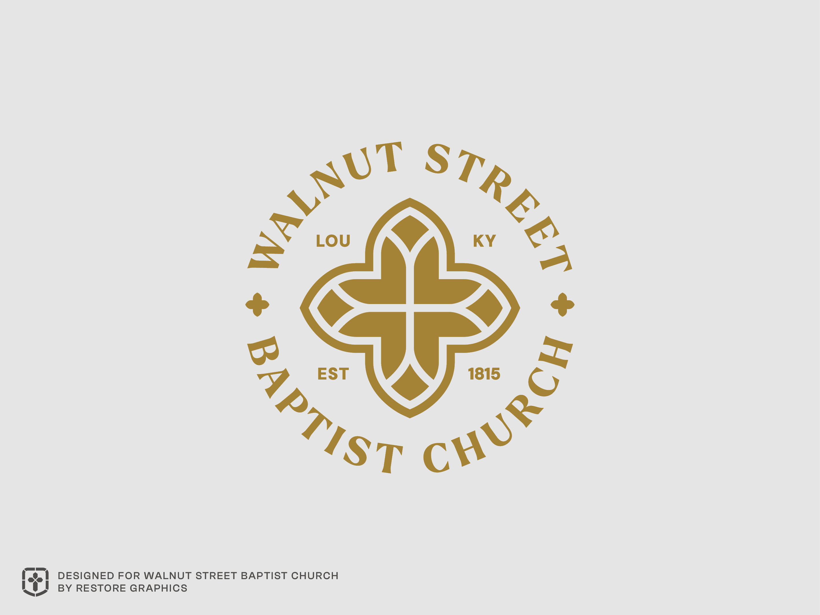 Historic Logo Seal for Walnut Street Baptist Church baptist church bible branding christian church church branding cross logo graphic design historic identity design logo stained glass