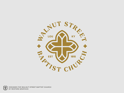 Historic Logo Seal for Walnut Street Baptist Church baptist church bible branding christian church church branding cross logo graphic design historic identity design logo stained glass