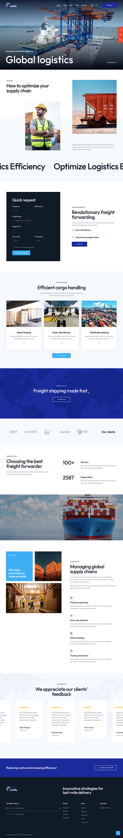 Swifty - Transportation & Logistics WordPress Theme design illustration ui web design web development webdesign woocommerce wordpress wordpress theme wordpress themes