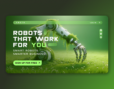 XBOTS hero section design #3 bitcoin branding clean ui coins design futuristic graphic design hero section illustration landing page logo modern naim has nft ui ux vector wesbite