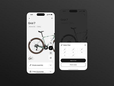 Canyon Grizl 7 Size Selection cycling mobile app picker saas size ui ux