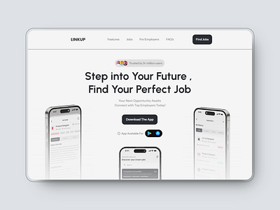 🌐 Landing Page Design for LinkUp – Helping You Find the Job of figma framer landing page product design ui webdesign webflow