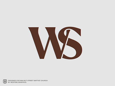 WS Monogram Logo for Walnut Street Baptist Church baptist christian church church branding church logo graphic design historic identity logo monogram rebrand