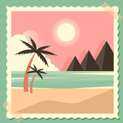 Summer postcard adobe illustration design graphic design illustration vector дизайн