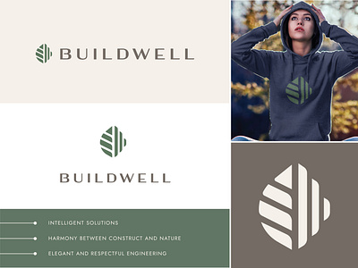 Buildwell - Proposed Logo architecture branding brandmark building capital city eco green identity illustration leaf logo logo design logos minimalist office real estate sustainability tower