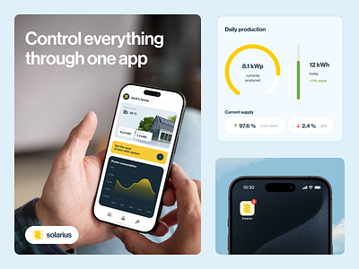 Solarius - visual identity - app UI elements app branding eco energy green energy logo photovoltaics solar energy solarius ui visual identity web webdesign website