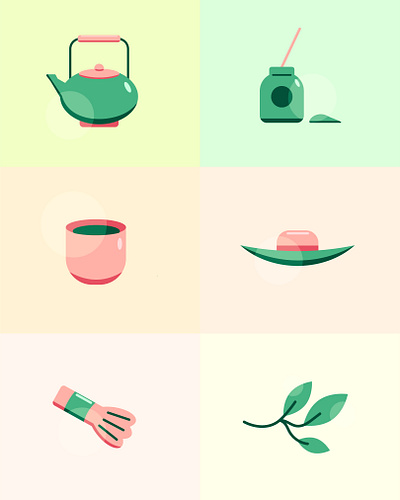 Tea Icons art digital art digital illustration flat design graphic design iconography icons illustration tea vector vector illustration