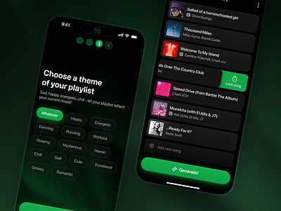 Spotify Playlist Generator - Music app app design design system illustration music music app onboarding playlists poll spotify ui ux