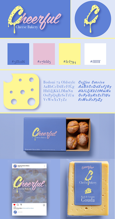 Cheerful Cheese Bakery bakery branding bright colorful food logo