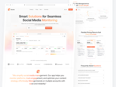 Socive - Social Media Analytics Landingpage analytics analytics dashboard clean design emura studio instagram landingpage landingpage design management performance analytics saas saas landing saas landingpage saas product social media social media analytics social media dashboard social media management social media monitoring social media tools statistic