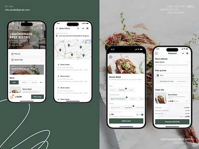 Catering App app cate catering delivery design dine in food green merchant mobile steak take away ui