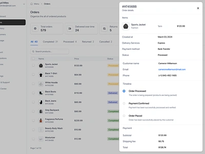 E-Commerce Saas Web App - Detail Orders admin b2b component dashboard data detail orders detail popup ecommerce ecommerce web app modal orders orders detail popup product design sales dashboard sales web app store ui ux web design