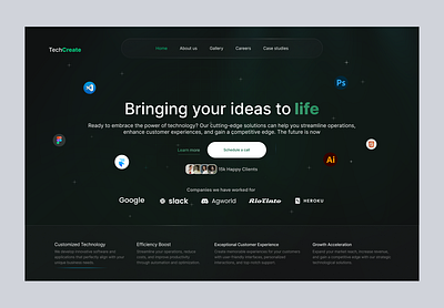 Hero section of a tech company landing page design hero section tech company ui ui design uidesign uiux ux web design website