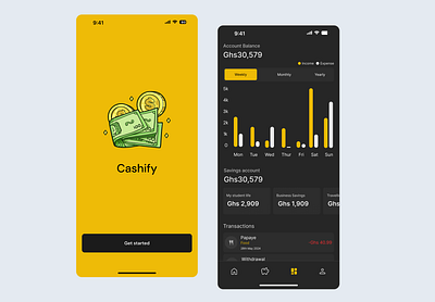 A finance app dashboard