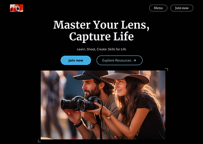 Photography learning academy website landing page click design figma landing page new photography ui ux webdesign website design