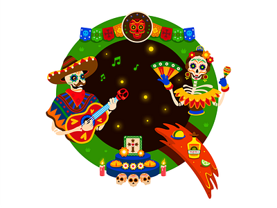 A Colorful Tribute to Life and Memory 🌼💀 celebrate color creative dayofthedead festival graphic graphic design illustration logo mehico vector