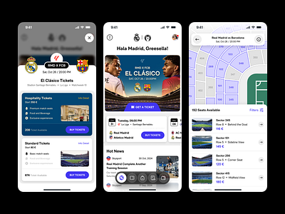 Football Match Ticket Application app booking buy clean club event football football app football club interface layout match mobile online booking product design soccer sports ticket ui design uiux