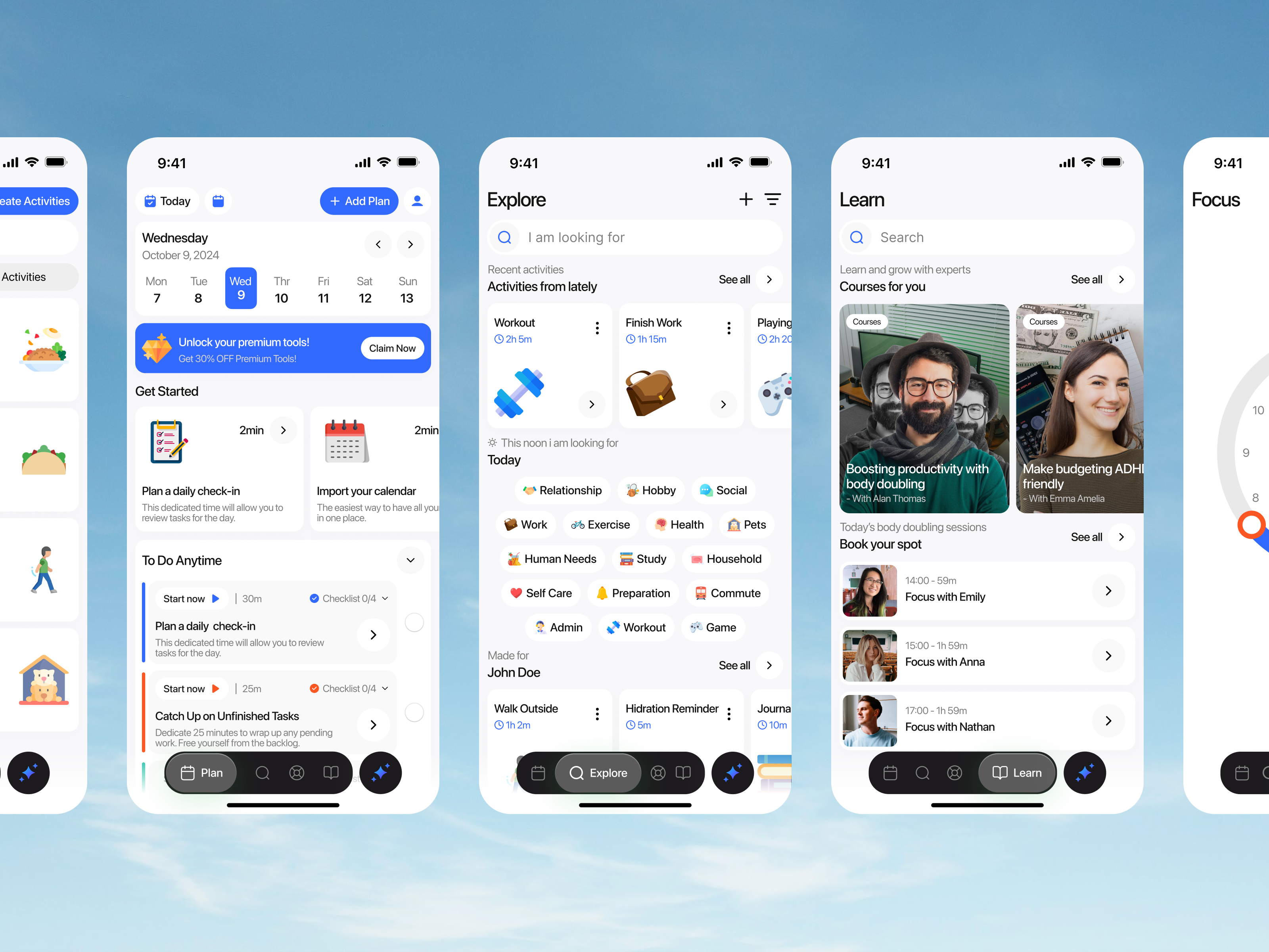 Visual Daily Planner App - Mindful cansaas clean daily planner daily planning design habit tracker interface mobile app mobile app design mobile design productivity productivity app productivity tools saas task management ui ux visual planning