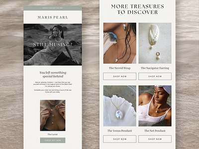 MARIS PEARL || Jewellery Brand Abandoned Cart Flow Email Design abandoned cart email email email campaign email design flow email design jewellery email jewellery email design jewelry email jewelry email design klaviyo email klaviyo email design