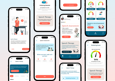 Speech Therapy App ai app app design design language skills learning learning app minimal mobile self care speech practice speech therapy therapy therapy app ui uiux ux voice training