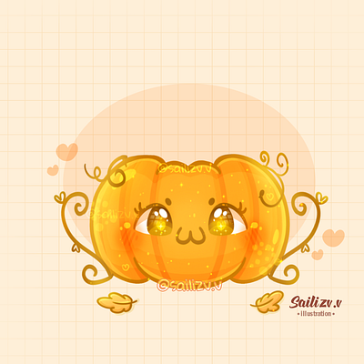 Calabaza kawaii art by sailizv adorable adorable lovely artwork concept creative cute art design digitalart illustration