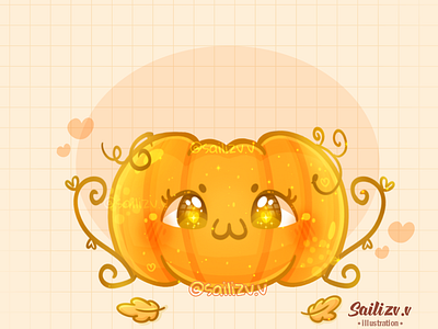 Calabaza kawaii art by sailizv adorable adorable lovely artwork concept creative cute art design digitalart illustration