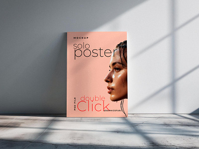 Paper Poster Mockup Leaning Against Wall premium