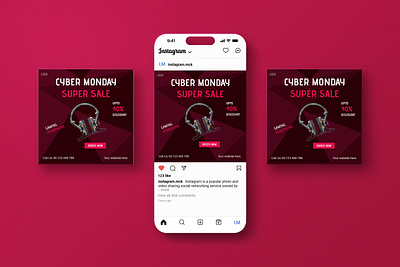 Instagram Post Templates For Cyber Monday black friday branding cyber deals 2024 cyber monday deals design graphic design instagram post sale social post