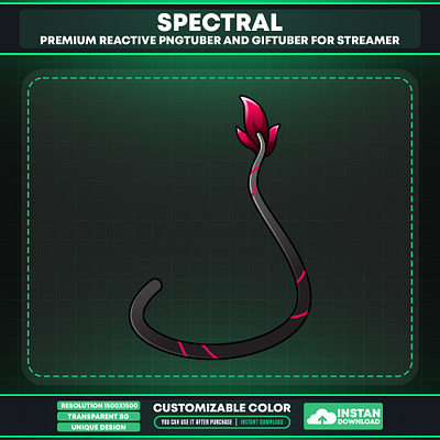 Black Color Tail Accessory for Avatar | Vtuber Asset decoration tail decoration