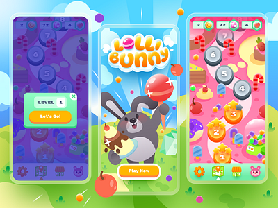 Lolli Bunny - Game Design Preview app design app icon branding character design game game design game for kids graphic design illustration logo ui