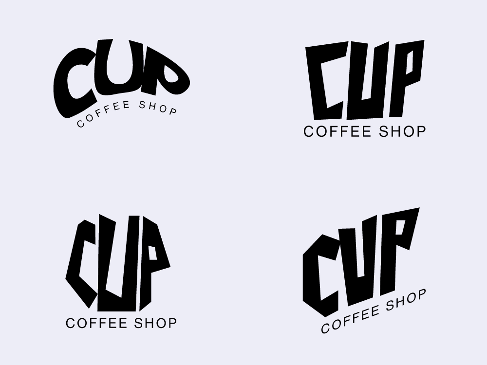 Cup Hand-Drawn Lettering Logo Work Progressing branding coffee shop logo hand drawn logo hand lettering lettering logo minimal branding restaurant logo shop logo typography