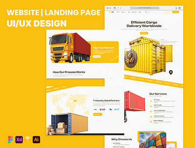 Transportation & Logistics Website | Landing Page cargo containers figma focused landing pagew logistic web design logistic website logistics transportation uidesign uiux ux web design