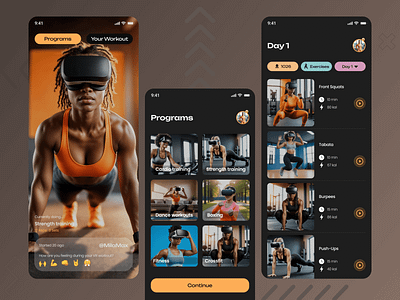 Fitness App branding design ui uiuxdesign ux ux de vector webdesign