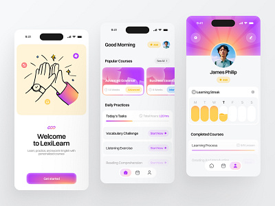 App Design for LexiLearn app app design application application design brand branding design digital digital art education educational graphic design identity branding mobile app mobile application ui ui design ui ux ux ux design