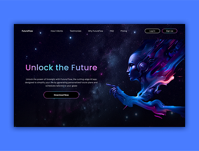 FutureFlow Landing Page futuristic landing page ui ux web design