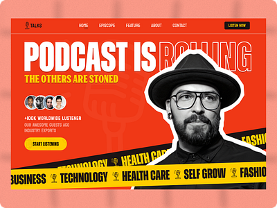 Podcast Landing Page 3d animation branding colors design desktop education graphic design landing page live streaming marketing motion graphics podcast podcast platform podcast web songs typography ui ux ux ui